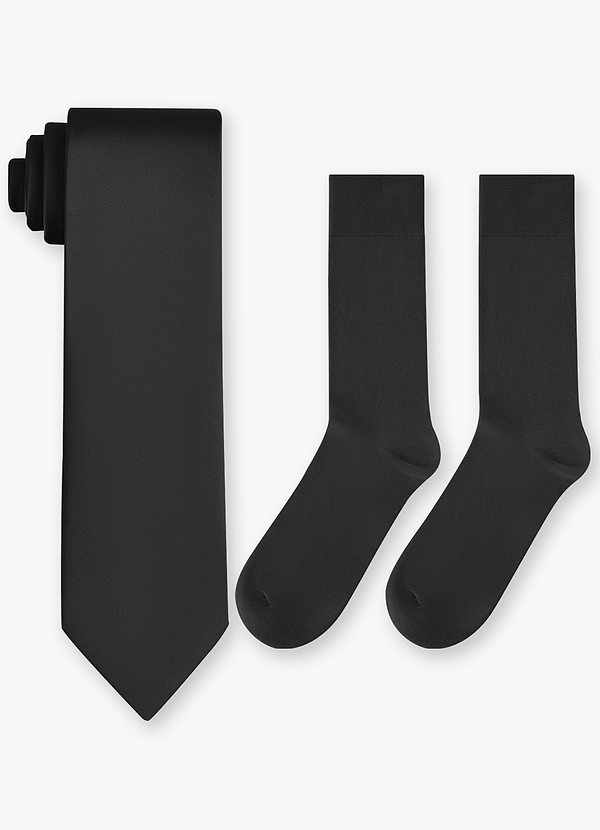 front Matching Stretch Satin Wide Tie & Cotton Socks Set