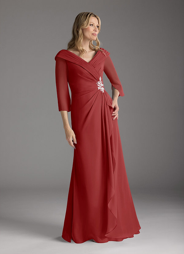 Azazie Jaycee Brautmutterkleider A-Linie Chiffon Kleid Rost image1