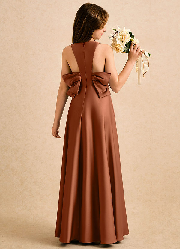 Azazie Nisha Girls Formal Klänningar för brudeflicka Klä A-Line i Stretch Satin Plisserad image1