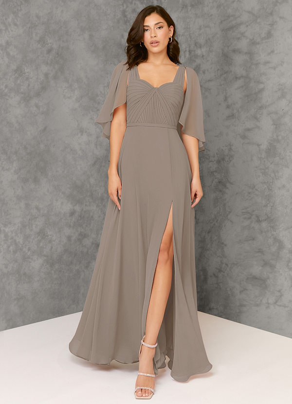 Azazie Adelina Bridesmaid Dresses A-Line Convertible Chiffon Floor-Length Dress image1