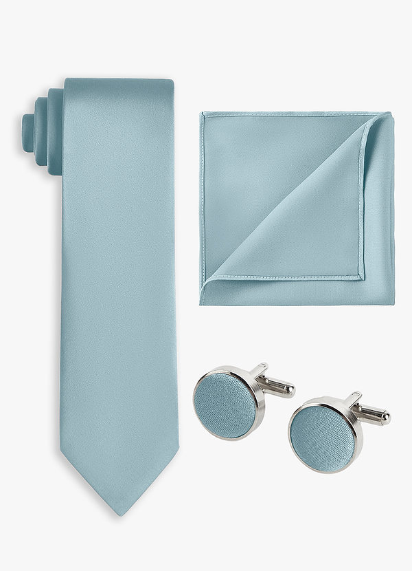 front Matching Color 3-Piece Stretch Satin Wide Tie Set