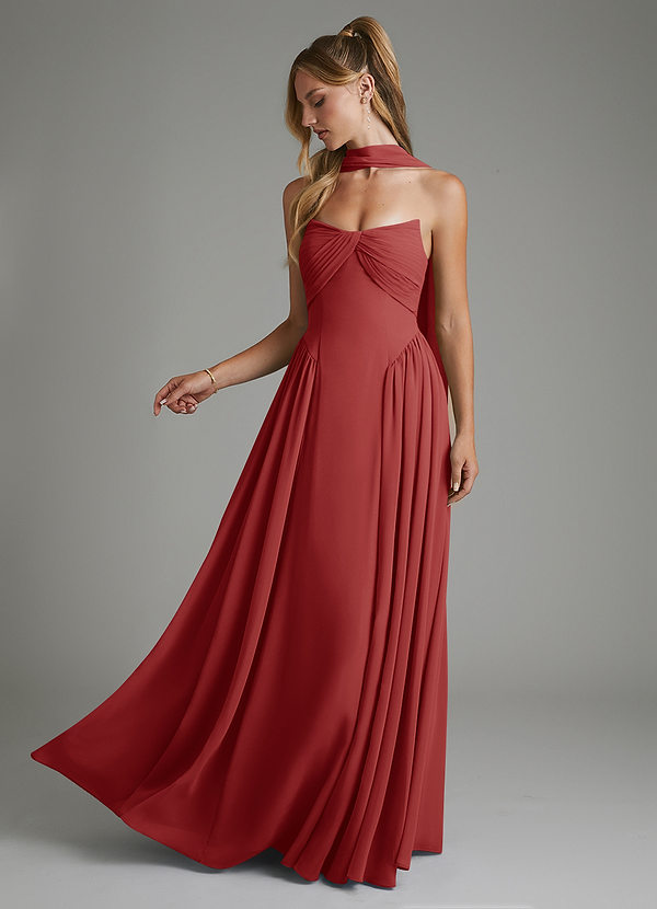 Evan Bridesmaid Dresses Rust A-Line Strapless Chiffon Dress image1