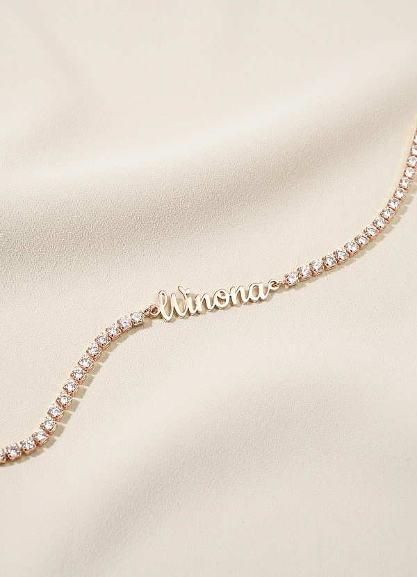 front Custom Name Rhinestone Tennis Bracelet