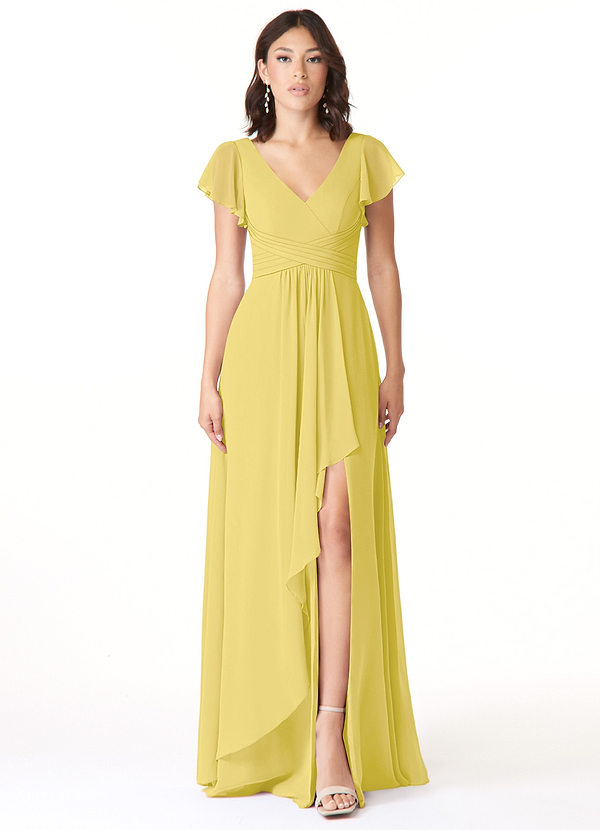 Azazie Omari Bridesmaid Dresses Canary A-Line Chiffon Dress image1