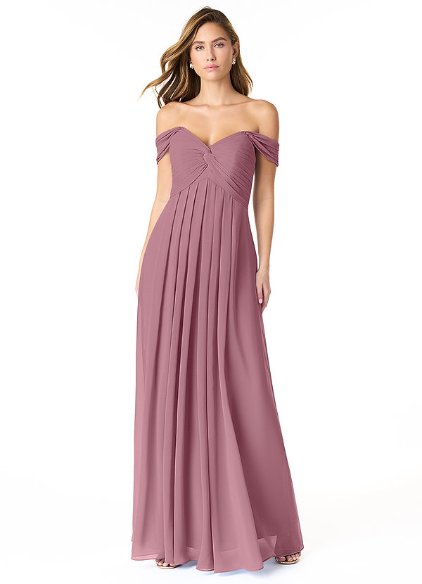 Azazie Kaitlynn Bridesmaid Dresses Vintage Mauve Empire Ruched Chiffon Convertible Dress image1