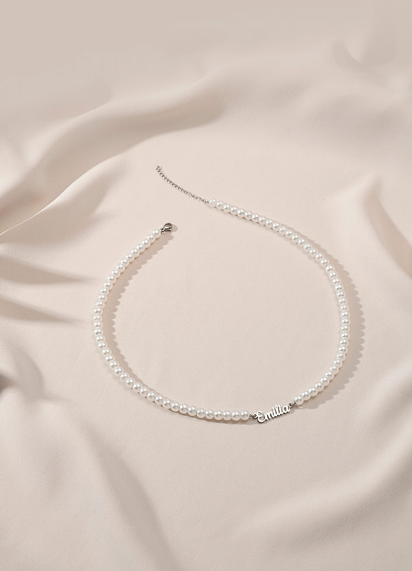 front Personalized Name Pearl Necklace