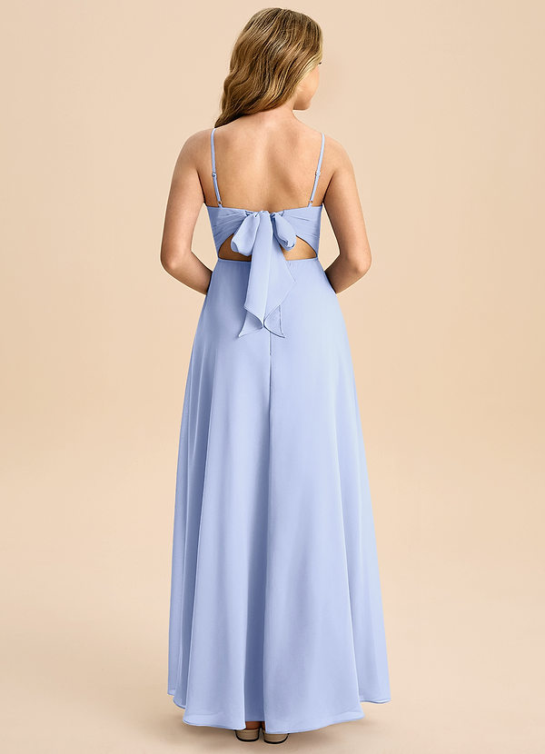 Azazie Shale Junior Ice A-Line Bow Chiffon Dress image1