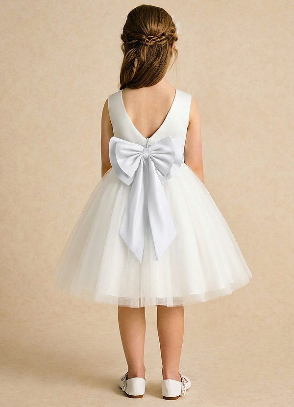 Azazie Sosie Flower Girl Dresses Ivory White A-Line Pleated Tulle Dress image1