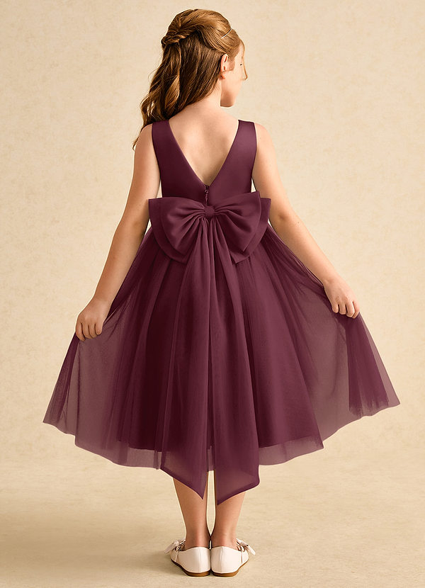 Azazie Winnie Vestidos de Niña de Flores Vestido de Cabernet de Tul de Princesa con Lazo image1