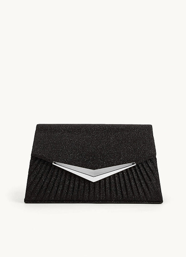 front Shimmer and Metal Pleated Clutch