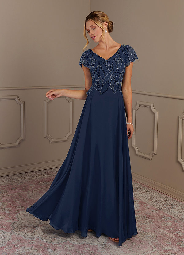 Azazie Eleanor Mother of the Bride Dresses A-Line Sequins Chiffon Floor-Length Dress image1