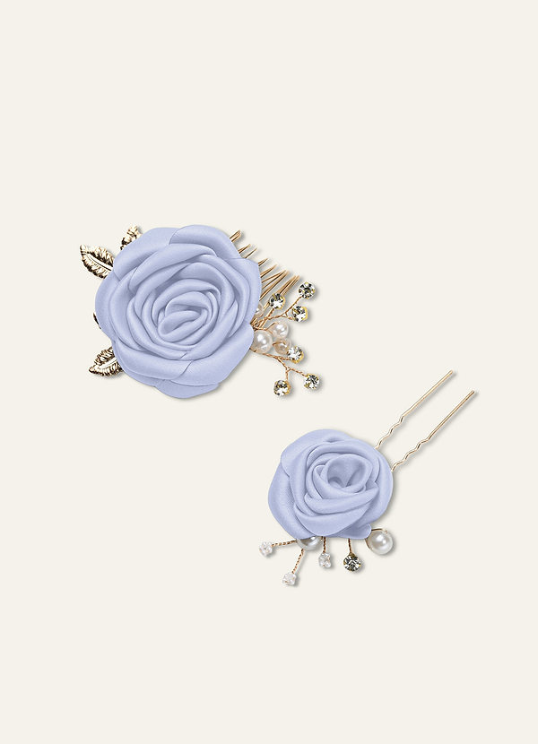 front Matching Color Matte Satin Rose Hairpin Set