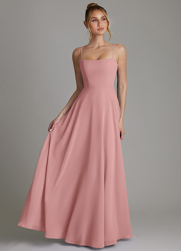 Azazie Elita Bridesmaid Dresses Dusty Rose A-Line Pleated Chiffon Dress image1