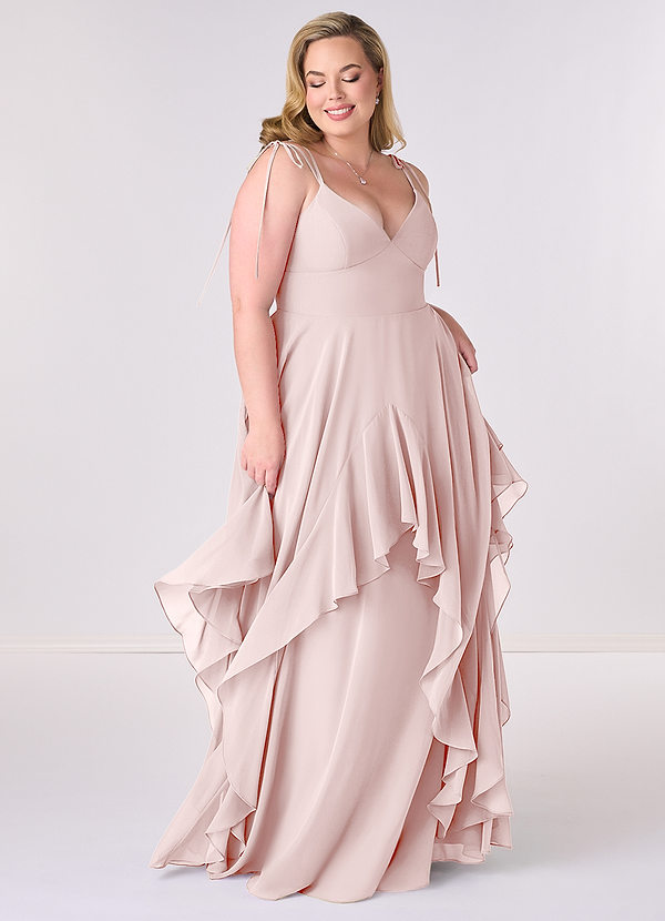 Barbie ♥ Azazie Bridesmaid Dresses Blushing Pink A-Line Bow Chiffon Dress image1