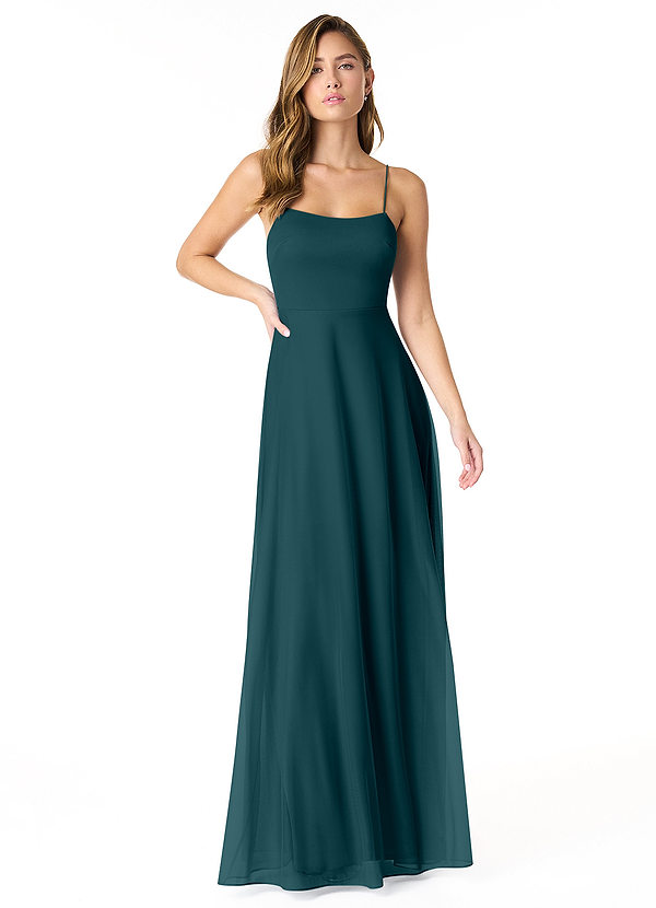 Azazie Rae Bridesmaid Dresses Pine A-Line Bow Mesh Dress image1