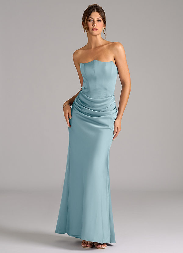 Azazie Debby Bridesmaid Dresses Moody Blue Mermaid Strapless Stretch Satin Convertible Dress image1