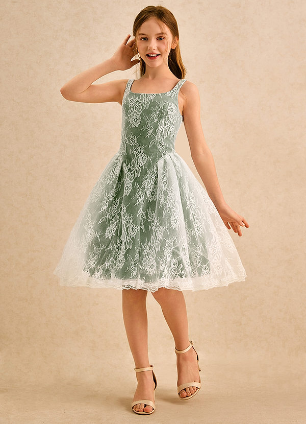Azazie Cubbie Girls Formal Vestidos de Niña de Flores Vestido de Oliva de Encaje de Corte en A image1