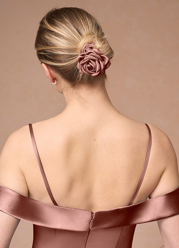 front Matching Color Matte Satin Rose Scrunchie