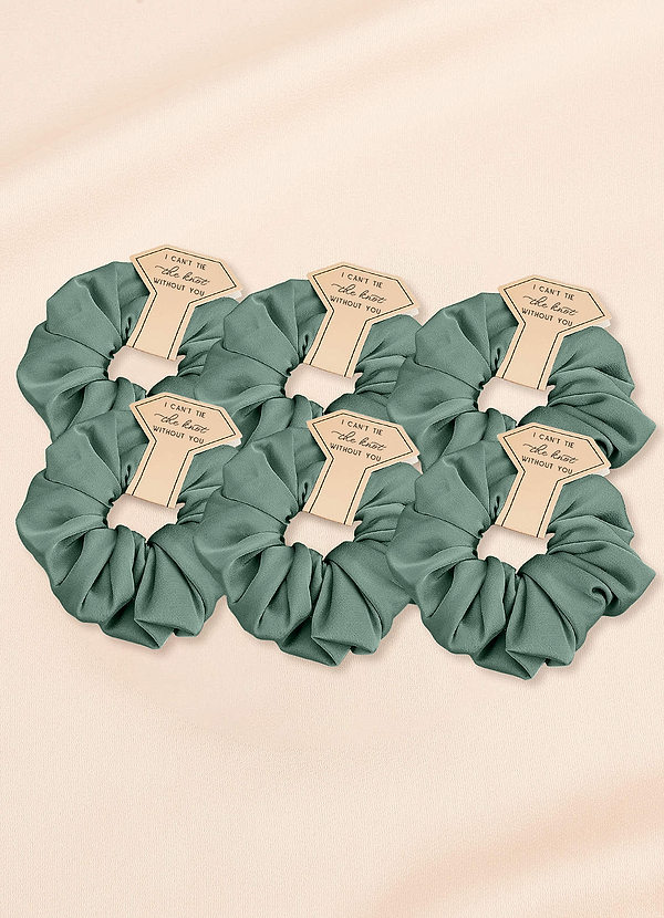 front Matching Color Six-Piece Bridesmaid Stretch Satin Over Size Scrunchie Set