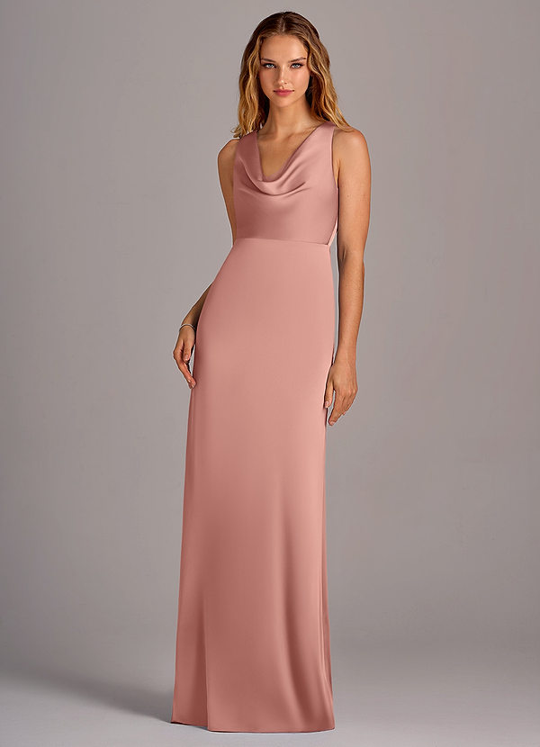 Azazie Wrenlee Bridesmaid Dresses Rosette A-Line Stretch Satin Dress image1