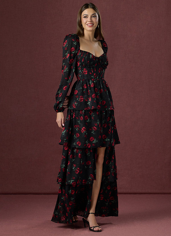 Lora Black Red Maxi Dress image1