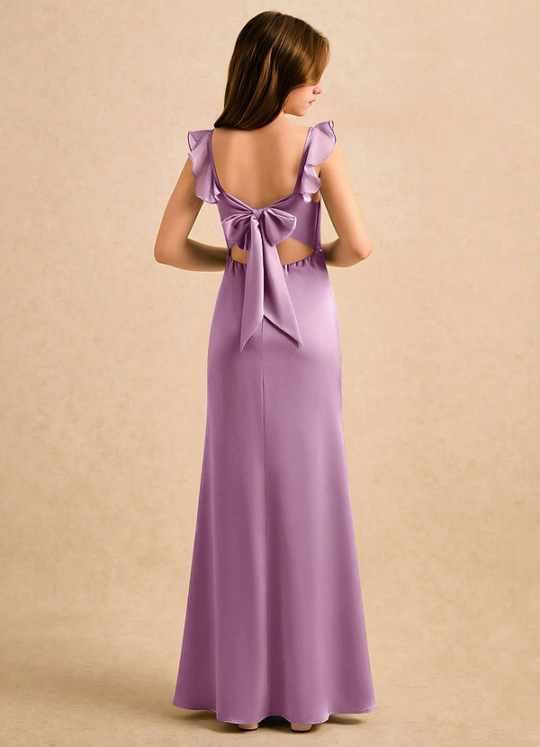 Azazie Novalie Girls Formal Abiti da Damigella Bambina Abito Sirena in Raso Elasticizzato Fiocco Glicine image1