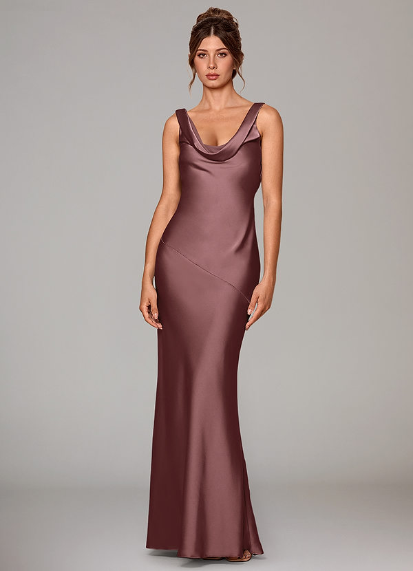 Azazie Rylina Bridesmaid Dresses Vintage Mauve Mermaid Stretch Satin Dress image1