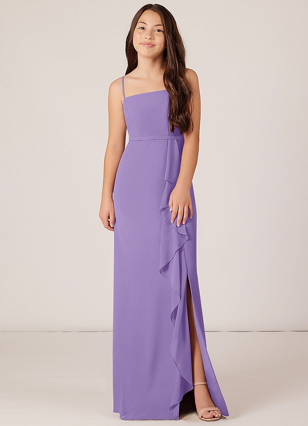 Azazie Kaylee Junior Tahiti A-Line with Belt Chiffon Dress image1