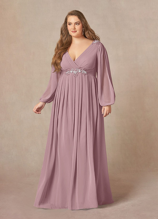 Azazie Gypsy Mother of the Brides Dresses Dusty Rose A-Line V-Neck Sequins Chiffon Dress image1