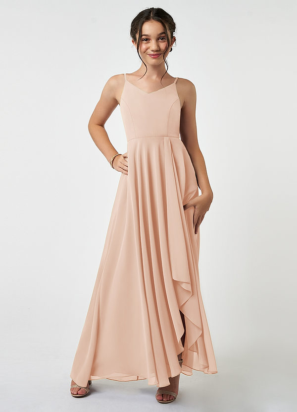 Azazie Collette Junior English Rose A-Line Ruched Chiffon Dress image1