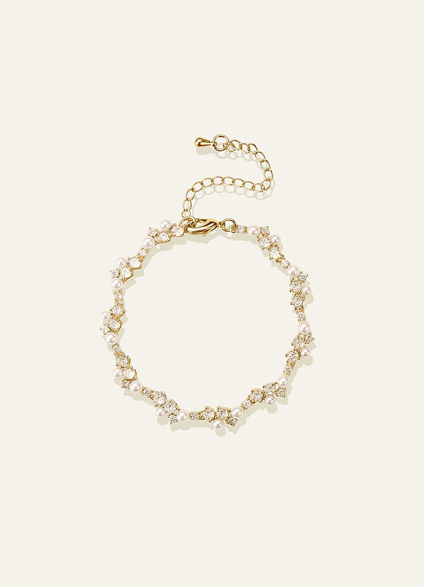 front Pulseira de Pérolas e Cristais em Formato de Videira