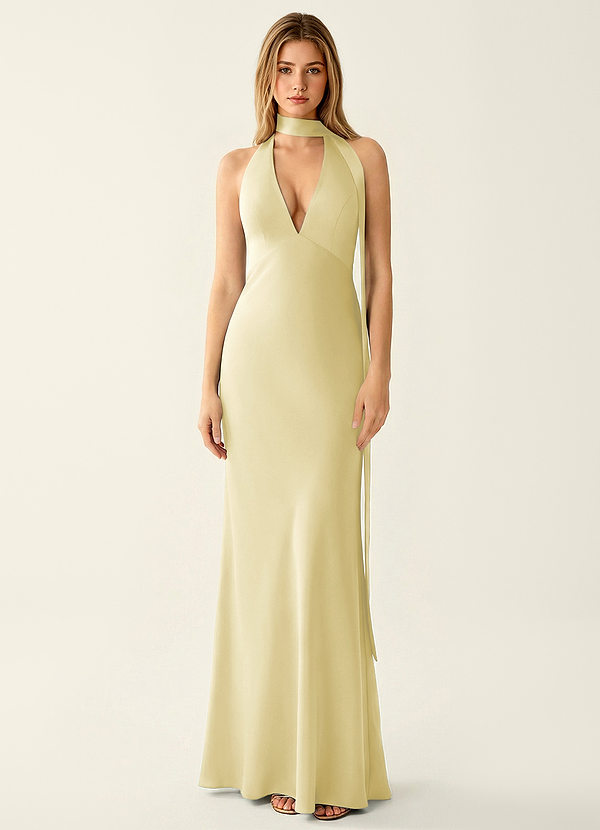 Wrenllien Lemon Sorbet Satin Prom Dress image1