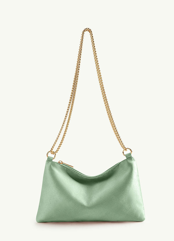 front Matching Color Metallic Satin Adjustable Shoulder Bag