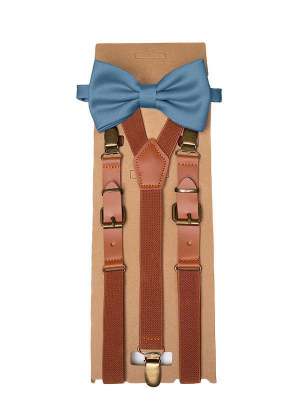 front Matching Matte Satin Pre-Tied Bow Tie & Suspenders Set