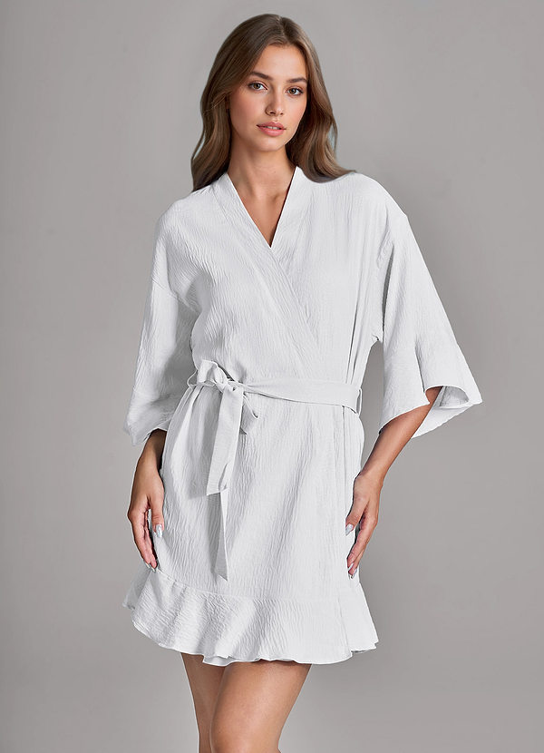 front Matching Color 2-Piece Ruffled Cloud-Soft Robe and Slip Set