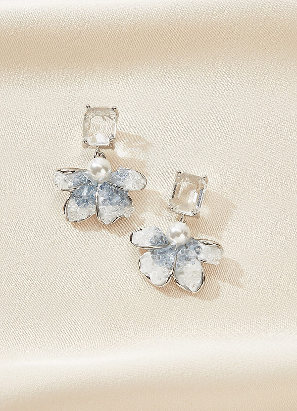 front Something Blue Flower Drop Earrings