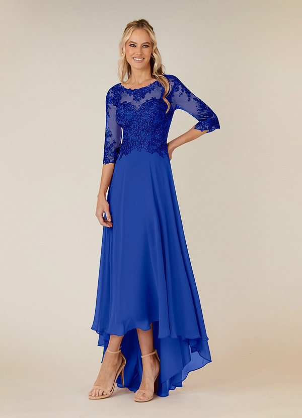 Azazie Monza Mother of the Brides Dresses Royal Blue A-Line Lace Chiffon Dress image1