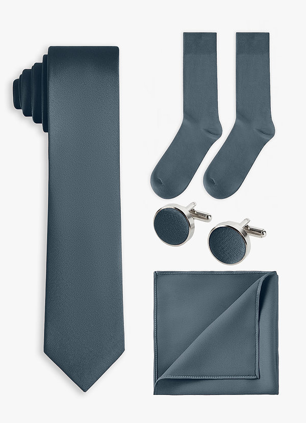 front Matching color 4-Piece Stretch Satin Skinny Tie Set