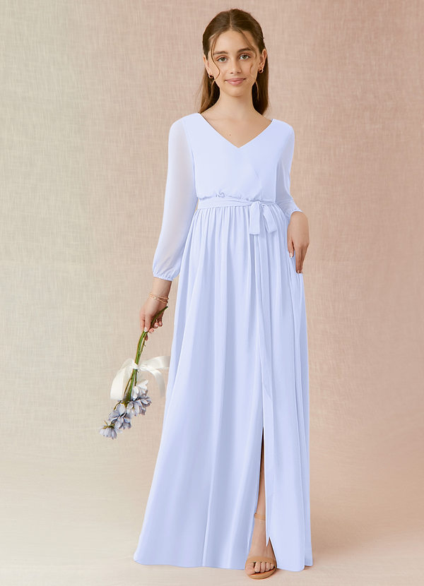Azazie Angelica A-Line Pleated Chiffon Floor-Length Junior Bridesmaid Dress image1