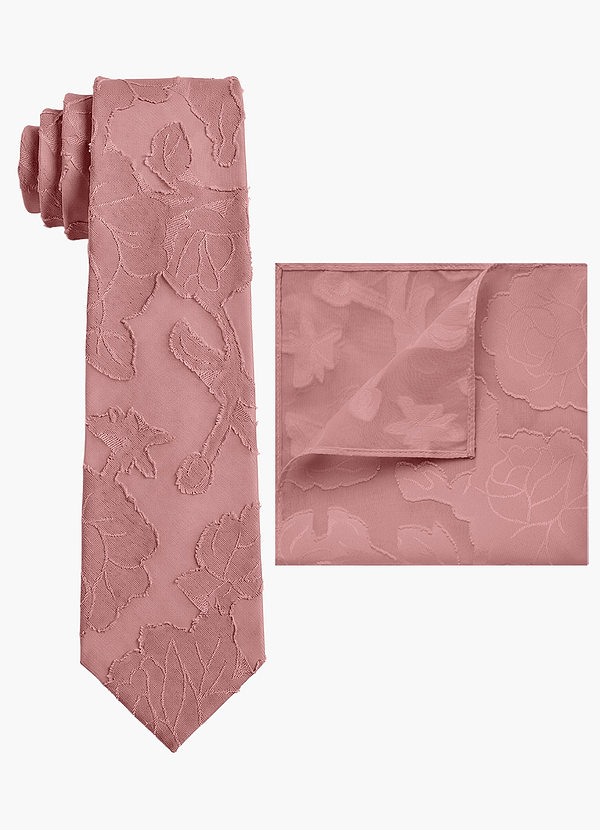 front Floral Burnout Wide Tie and Pocket Square Set