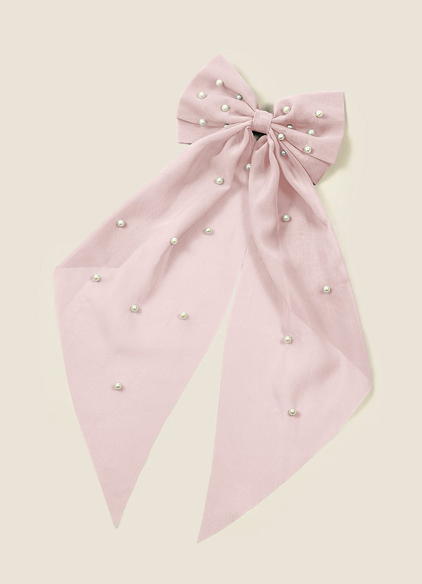 front Pinza para el cabello con lazo de perlas de gasa a juego