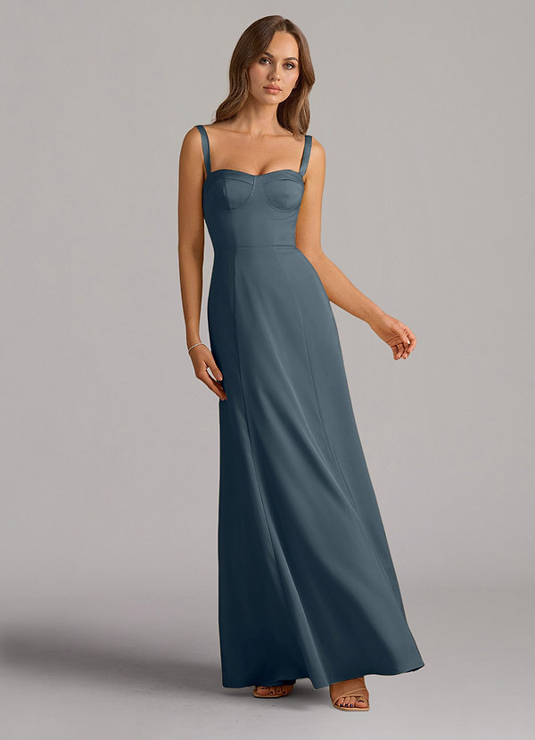 Azazie Amaris Bridesmaid Dresses Twilight A-Line Corset Stretch Satin Dress image1