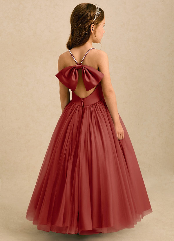 Aurora Flower Girl Dresses Terracotta A-Line Bow Tulle Dress image1