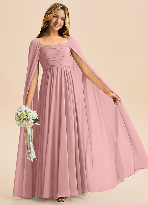 Azazie Calista Junior Dusty Rose A-Line Pleated Chiffon Dress image1