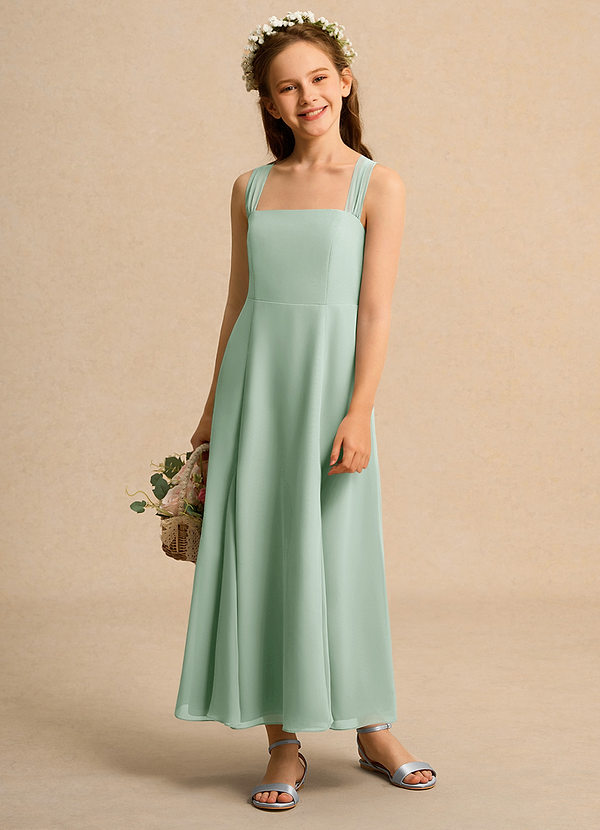 Azazie Tater Girl Vestidos de Niña de Flores Vestido de Agave de Gasa de Corte En A con Plisado image1