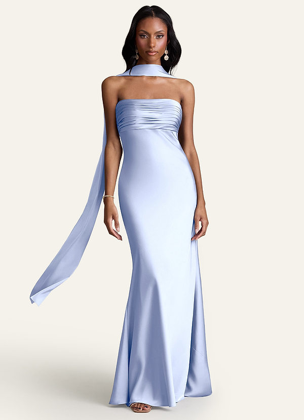 front Matching Color Stretch Satin Scarf