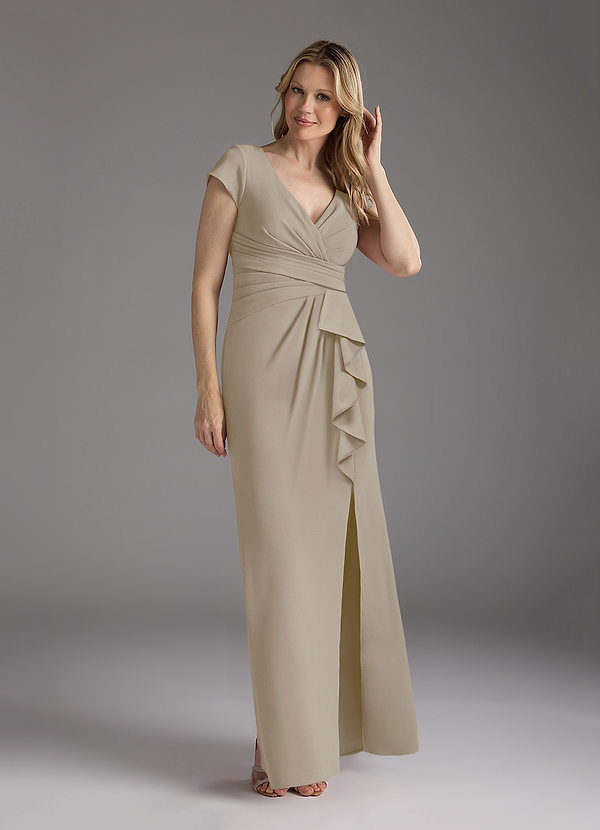 Tana Mermaid V-Neck Pleated Stretch Crepe Dress