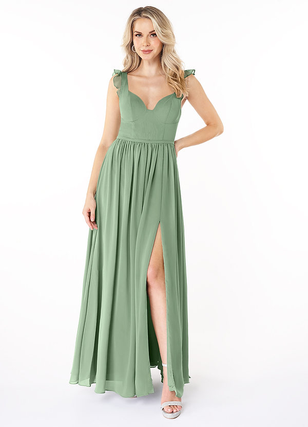 Azazie Stassie Bridesmaid Dresses A-Line Sweetheart Ruched Chiffon Floor-Length Dress image1