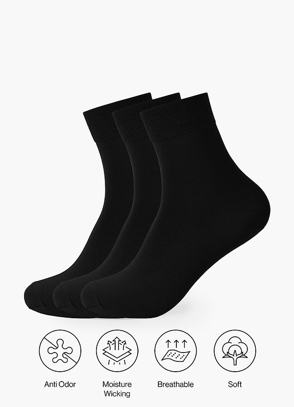 front Odor-Resistant Short Crew Dress Socks 3 Pack