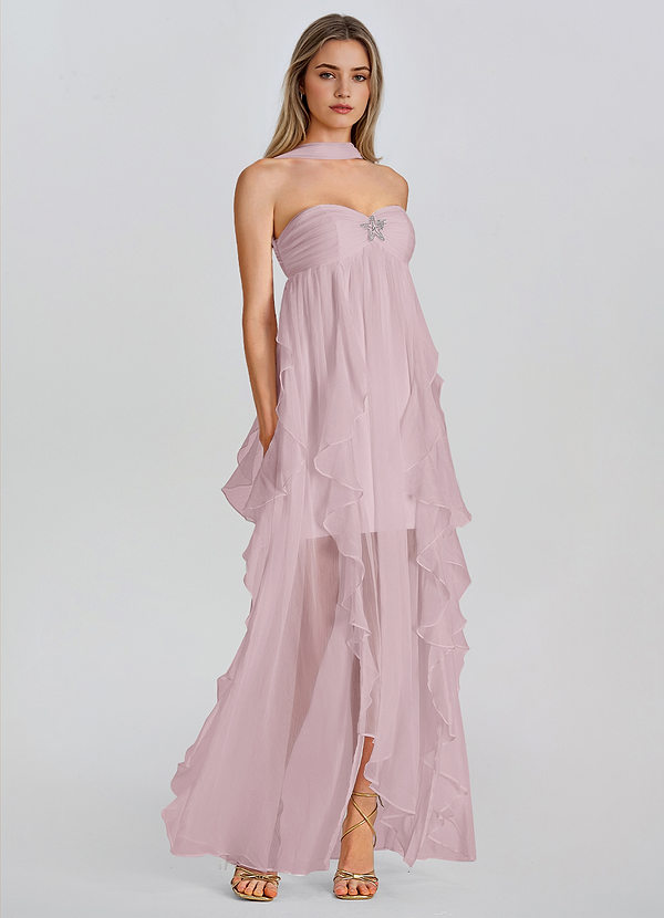 Therese Lichtroze Strapless maxi-jurk met ruches en open rug image1